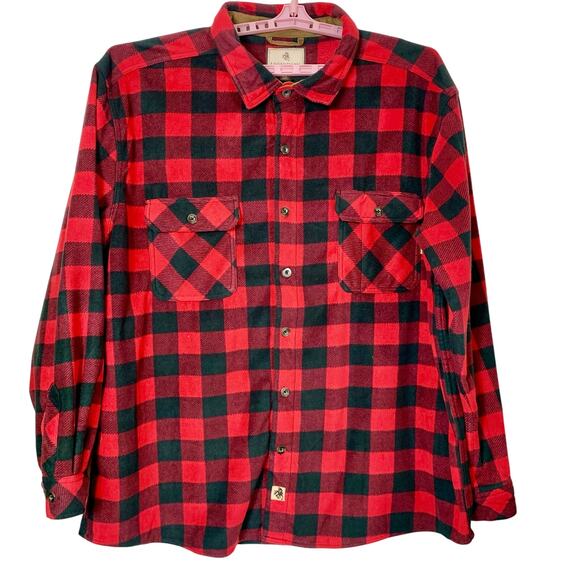 Legendary Whitetails Fleece Flannel Plaid Shirt Mens 3XL Red Tan Black Button Up - Picture 1 of 15